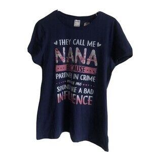 “They Call Me NANA” Mademark Ladies Large Tee T-Shirt Top Blue Short Sleeves